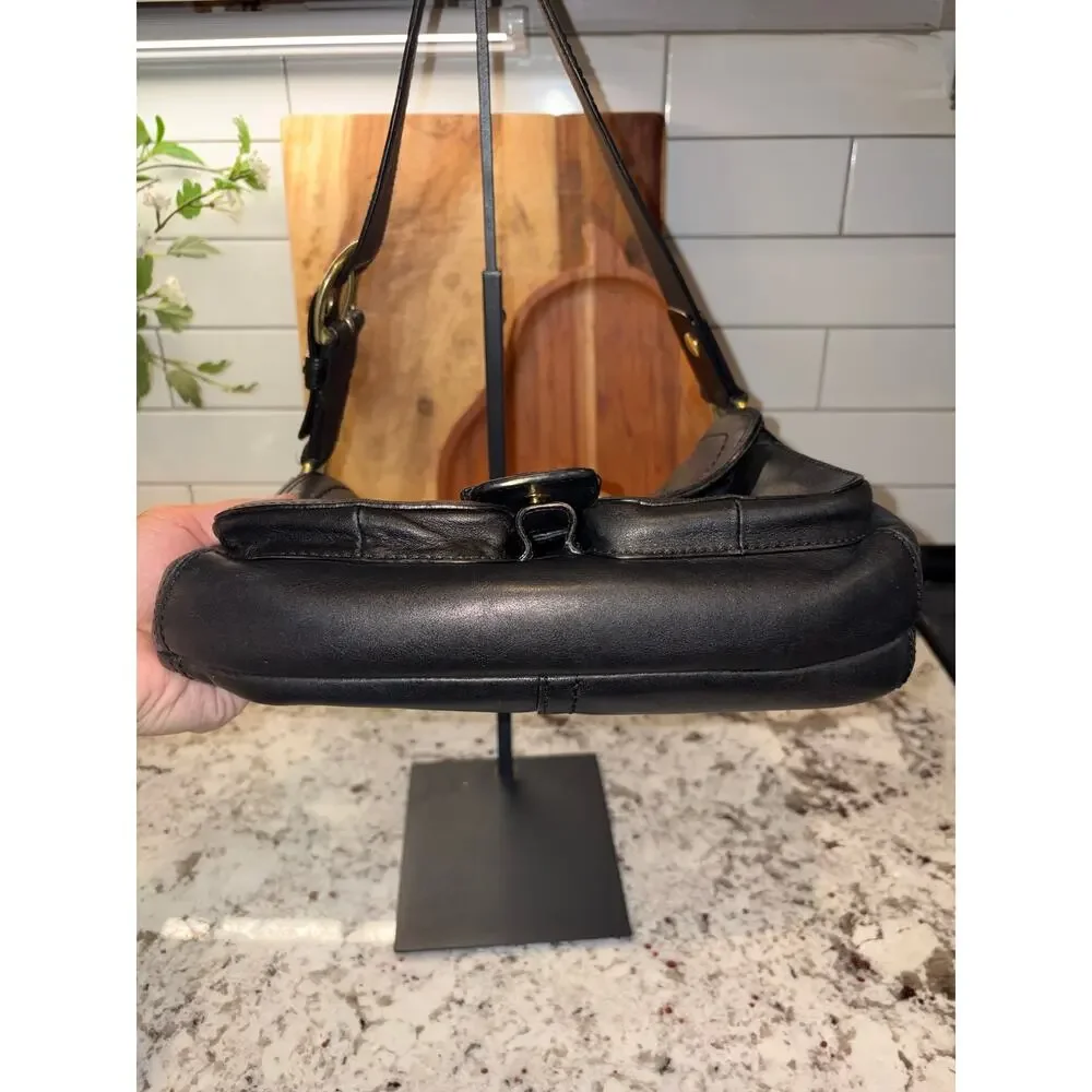 Coach Vintage Black Soho Flap Buckle Leather Shoulder Bag Style 11842 Y2K
